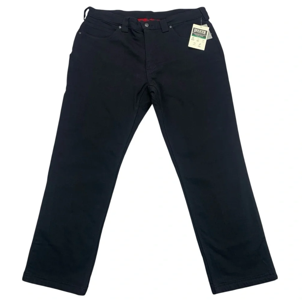 Duluth Trading Co Men’s 38x30 Black Ballroom DoubleFlex Flannel Lined Work Pants